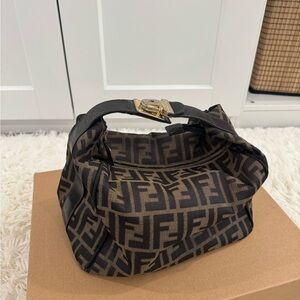 Authentic Fendi Zucca Canvas Handbag/Vanity Bag